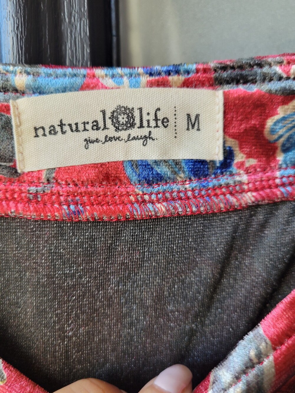 Natural Life Berkley Velvet Maxi Women's Dress Size M Red Blue Pattern Floral - Picture 4 of 15